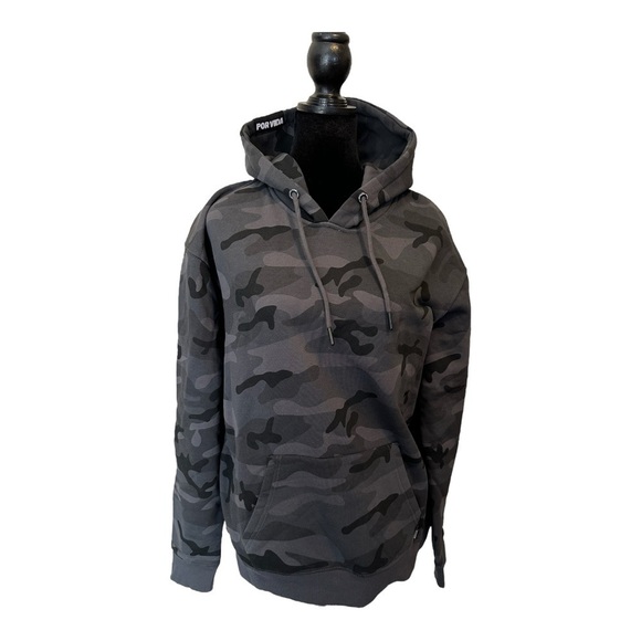 New Vixxon Gray Black Camo Hoodie Womens Size L Fleece Jacket Dixxon Flannel Co - Picture 4 of 15